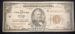 1929 50 $ Banque Nationale Note De Chicago Illinois États-unis Monnaie