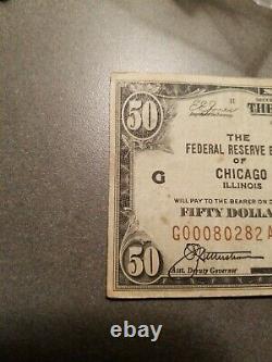 1929 50 $ Banque Nationale Note De Chicago Illinois États-unis Monnaie