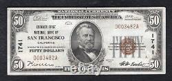 1929 50 $ Crocker 1ère Banque nationale de San Francisco, Ca Monnaie nationale Ch. #1741