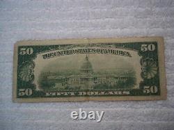 1929 50 $ Detroit Michigan MI Monnaie Nationale T1 # 10527 1ère Banque Nationale #