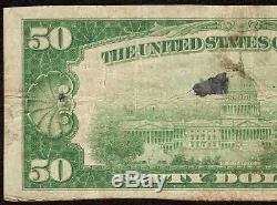 1929 $ 50 Dollar Bill Charte Basse 24 Cincinnati Ohio National Banque Note Monnaie