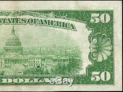 1929 50 $ Dollar Bill Danville Banque Nationale Note Monnaie Billets Illinois