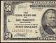 1929 $ 50 Dollar San Francisco Frbn Banque Note Monnaie Nationale Argent Fr 1880-l