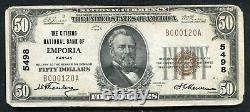 1929 50 $ La Citizens National Bank Of Emporia, Ks National Currency Ch. #5498