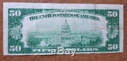 1929 50 $ La Waukesha National Bank Note De La Monnaie Nationale Du Wisconsin
