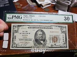1929 50 $ La première banque nationale d'Elgin, IL Monnaie nationale Ch. #1365