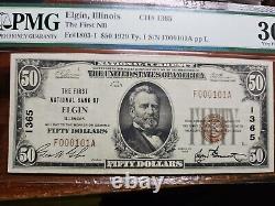 1929 50 $ La première banque nationale d'Elgin, IL Monnaie nationale Ch. #1365