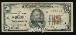 1929 $50 Monnaie Nationale Réserve Fédérale Banque De San Francisco Californie M