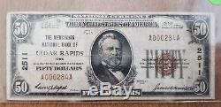 1929 $ 50 Pcgs Marchands Banque Nationale Cedar Rapids Iowa National Currency Note