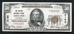 1929 50 $ The Ashland National Bank Ashland, Wi Monnaie Nationale Ch. #3196 Au