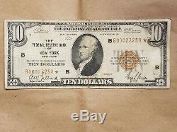 1929 Banque Fédérale De Réserve De New York, Devise Nationale: Cachet Brun De 10 Dollars Star Note
