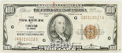 1929 Billet De 100 Usd En Monnaie Nationale Réserve Fédérale De La Banque De Chicago