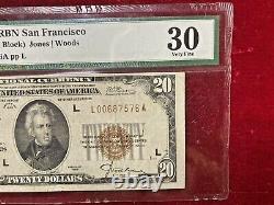 1929 Billet de 20 $ de la monnaie nationale de la Réserve fédérale de San Francisco. Fr-1870l