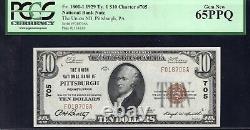 1929 Billet de banque national de Pittsburgh, Pennsylvanie de 10 $, Gem Pmg 65 Ppq 18706
