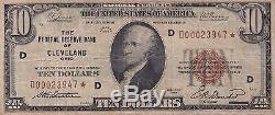 1929 D $ 10 Cleveland Star Frbn National Currency Bank Note Rare