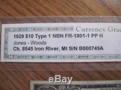 1929 DIX (10) Dollars En Monnaie Nationale Note 1ère Banque Nationale Iron River Michigan