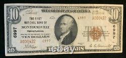 1929 La Première Banque Nationale De Montoursville Pa $10 Monnaie Nationale