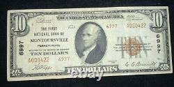 1929 La Première Banque Nationale De Montoursville Pa $10 Monnaie Nationale