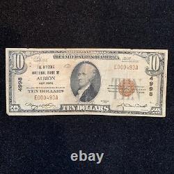 1929 Monnaie Nationale $10 Note Banque D'albion Ny G-vg Basse Série#