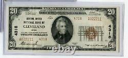 1929 National Currency Bank Of Cleveland Ohio 4318 $20 Currency Note Rx926