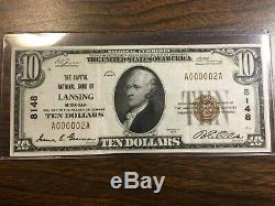 1929 Série $ 10.00 Monnaie Nationale Par Rapport Banque Nationale De Lansing Michigan
