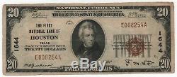 1929 T1 20 $ Première Banque Nationale Houston Texas Billet De Banque National Devise Vf