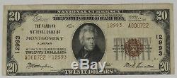 1929 T2 20 $ Banque Nationale Note Devise Montgomery Alabama Circ Very Fine (722)