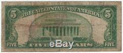 1929 T2 5 $ Live Stock Banque Nationale Note Devise Sioux City Iowa Fin / Very Fine