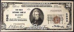 1929 Vingt Dollars Nat'l Currency, La Première Banque Nationale D'eldon, Iowa