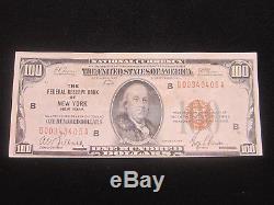 (2) 1929 100 $. Banque Nationale De Dollar Monnaie De New York Très Fine