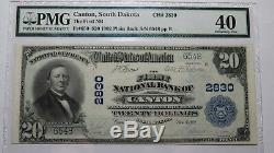 20 $ 1902 Billet De Banque De La Monnaie Nationale Sd Du Dakota Du Sud Sd Projet De Loi N ° 2830 Xf40! Pmg