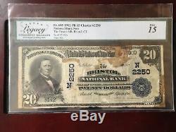 20 $ 1902 Bristol Connecticut Ct Banque Nationale Monnaie Note Bill! Ch. # 2250 Fin
