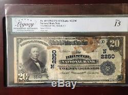 20 $ 1902 Bristol Connecticut Ct Banque Nationale Monnaie Note Bill! Ch. # 2250 Fin