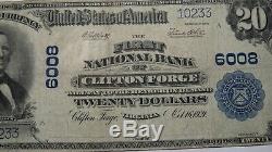 20 $ 1902 Clifton Forge Virginia Va Banque Nationale Monnaie Note Bill Ch # 6008 Vf +