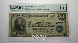 20 $ 1902 Decatur Illinois IL Monnaie Nationale Note De Banque Bill Ch. #4920 F15 Pmg