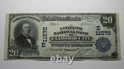 20 $ 1902 Ellwood City Pennsylvania Ap National Monnaie Banque Note Bill 11570 Xf+