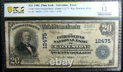 20 $ 1902 Galveston Texas Tx Monnaie Nationale Note De Banque Ch #12475 Pcgs 12 Fine