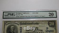 20 $ 1902 Gardena Californie Ca Banque Nationale Monnaie Note Bill Ch. # 10453 Vf20