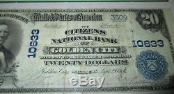 20 $ 1902 Golden City Missouri Mo Banque Nationale Monnaie Note Bill Ch # 10633 Pcgs