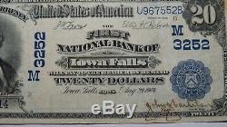20 $ 1902 Iowa Falls Iowa Ia Banque Nationale Monnaie Note Bill Ch. # 3253 Rare