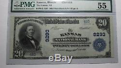 20 $ 1902 Kansas Illinois IL Billet De Banque En Monnaie Nationale! Ch. # 9293 Au55 Pmg