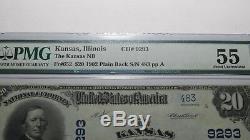 20 $ 1902 Kansas Illinois IL Billet De Banque En Monnaie Nationale! Ch. # 9293 Au55 Pmg