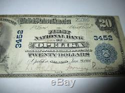 20 1902 $ Opelika Alabama Banque Nationale De Billets De Banque Al Note Bill! Ch. # 3452 Fine