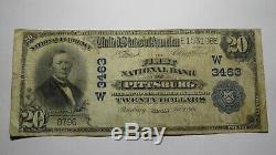 20 $ 1902 Pittsburg Kansas Ks Banque Nationale Monnaie Note Bill Ch. # 3463 Fin