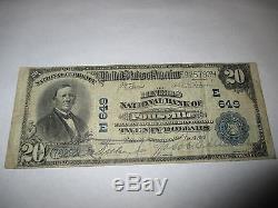 20 $ 1902 Pottsville Pennsylvanie Pa Note De La Banque Nationale De Billets Bill N ° 649 Fine