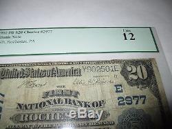 $ 20 1902 Rochester Pennsylvanie Pa Banque Nationale De Billets De Banque Note Bill # 2977 Pcgs