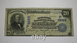 20 $ 1902 San Francisco California Ca National Currency Bank Note Bill Ch. Numéro 9683