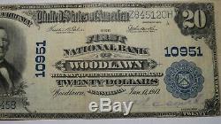 20 $ 1902 Woodlawn Pennsylvania Pa Banque Nationale Monnaie Note Bill! Ch # 10951 Vf