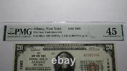 $20 1929 Albany New York Ny Monnaie Nationale Banque Note Bill! Ch #1262 Xf45 Pmg
