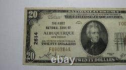 20 $ 1929 Albuquerque Nouveau-mexique Nm Monnaie Nationale Banque Note Bill Ch #2614 Vf+